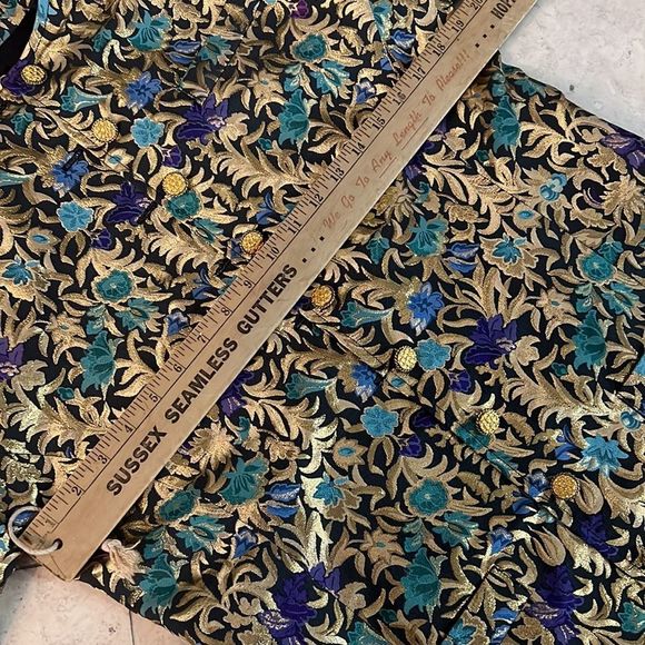 VTG Vintage Tapestry Foil HOLIDAY Button Long Sleeve Jacket Blazer Versace Vibe - Picture 11 of 12